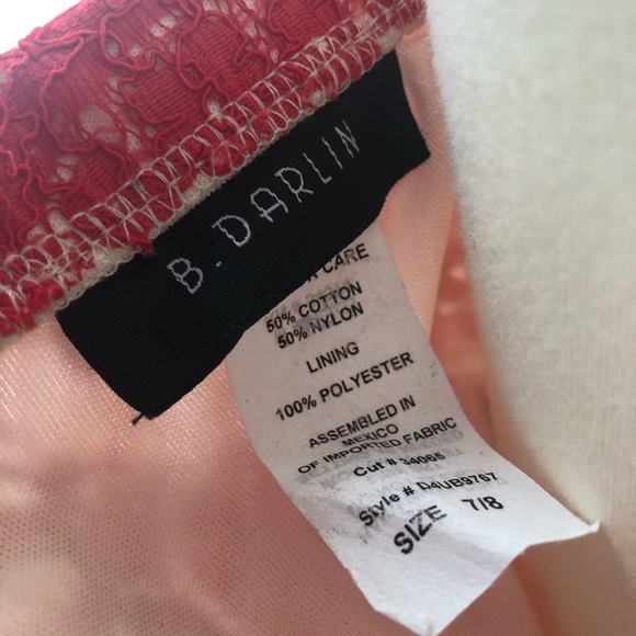 B. Darlin 7 8 Dress Red Lace Strapless Valentine - Picture 8 of 8